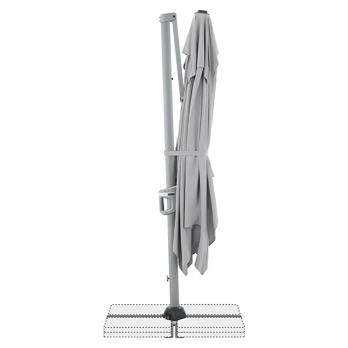 Doppler Ampelschirm Active Neo - Hellgrau, Bespannungsmaß (L x B): 260 x 350 cm - Geschlossener grauer Sonnenschirm mit stabilem Ständer, perfekt für entspannte Stunden im Schatten. Ideal für Garten, Terrasse oder Balkon.