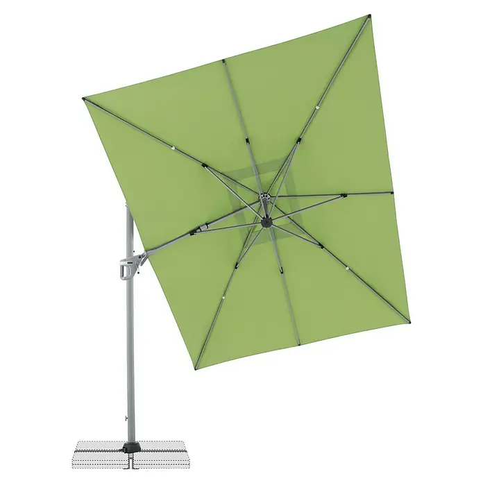 Doppler Ampelschirm Active Neo - Grün, Bespannungsmaß (L x B): 260 x 350 cm - Großer, quadratischer, grüner Gartenschirm mit stabilem Metallgestell, ideal für sonnige Tage im Freien.