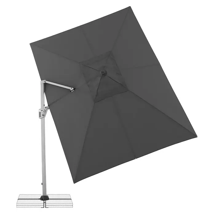 Doppler Ampelschirm Active Neo - Anthrazit, Bespannungsmaß (L x B): 260 x 350 cm - Dunkelgrauer, quadratischer Sonnenschirm mit Aluminiumgestell, ideal für den Garten oder die Terrasse.