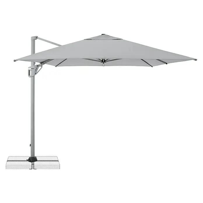 Doppler Ampelschirm Active Neo - Hellgrau, Bespannungsmaß (L x B): 260 x 350 cm - Grauer Sonnenschirm mit einem seitlichen Mast und einem quadratischen Schirmdach für den Einsatz im Garten oder auf der Terrasse.