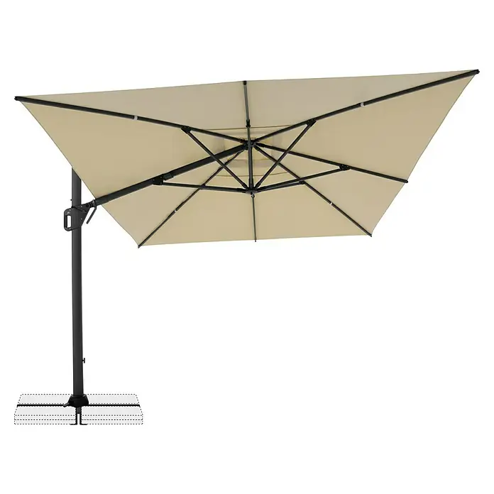 Doppler Ampelschirm Life - Sand, Bespannungsmaß (L x B): 300 x 400 cm - Ein eleganter, quadratischer Sonnenschirm mit stabilem Metallrahmen spendet Schatten und schützt vor Sonne. Ideal für Garten, Terrasse oder Balkon.