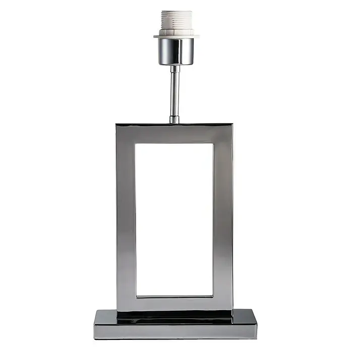 Home Sweet Home Lampenfuß Jong Square - 40 W, Farbe: Chrom, Höhe: 40 cm - Silberne Tischleuchte mit rechteckigem Rahmen und Lampenfassung, ideal für modernes Ambiente. Elegantes Design für Wohn- oder Schlafzimmer.