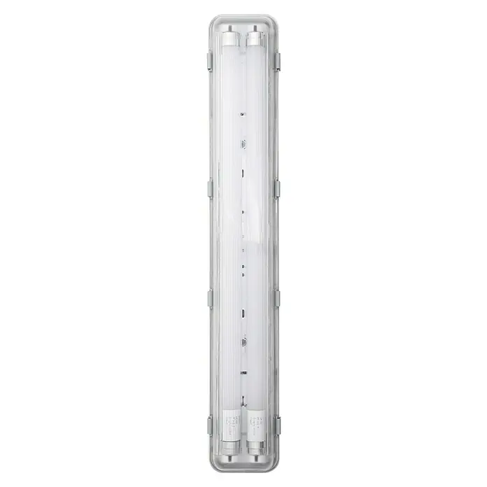 Ledvance Tira de luz LED antihumedad Essential - Color de luz: Blanco frío, 14 W, IP65 - Una luminaria LED larga, delgada y transparente encerrada en un tubo sellado transparente con clips de montaje en el lateral.