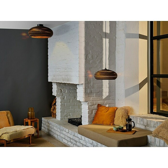 Ledvance Lámpara colgante redonda Cardboard (40 W, Ø x Al: 40 x 125 cm, Marrón, E27) | BAUHAUS