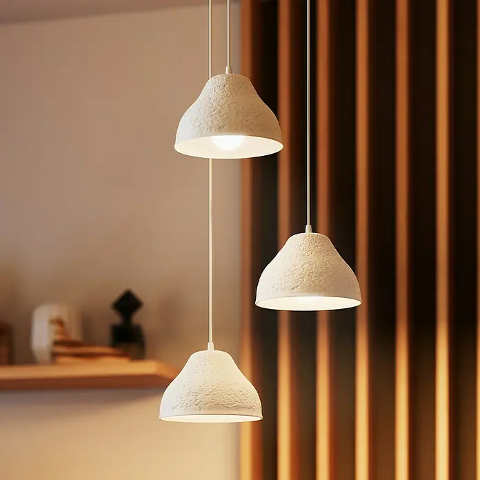 Ledvance Lámpara colgante redonda Camel Bell - 40 W, Ø x Al: 43,7 x 160,5 cm, Blanco, E14 - Tres lámparas colgantes modernas con acabado texturizado en un interior elegante. Un punto focal para cualquier decoración.