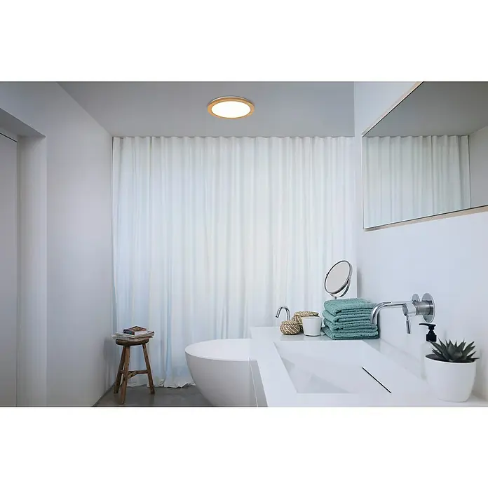 Ledvance Orbis Plafón LED redondo - 22 W, Ø x Al: 30 x 3 cm, Marrón, Blanco neutro - Baño luminoso con una moderna lámpara de techo que emite un brillo cálido. La luz complementa las paredes blancas y el diseño minimalista maravillosamente.