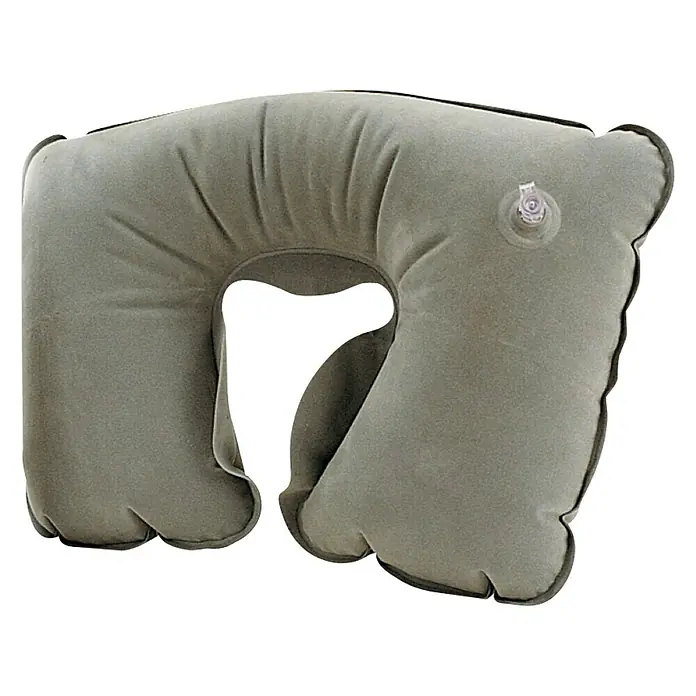 Almohada cervical Neck Cushion - Plástico, Hinchable - Almohada cervical inflable gris para viajes cómodos con borde oscuro y válvula de aire.
