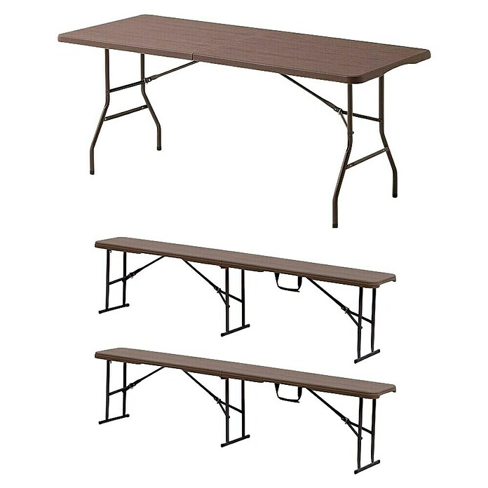 Set de muebles de jardín Wood (3 pzs., Acero/HDPE, Marrón) | BAUHAUS