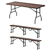 Set de muebles de jardín Wood (3 pzs., Acero/HDPE, Marrón) | BAUHAUS