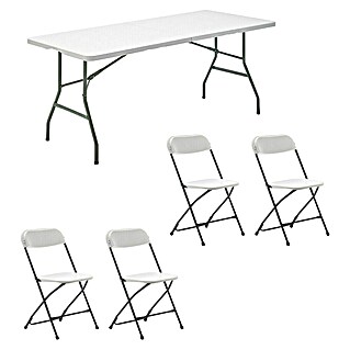 Set de muebles de jardín Every (5 pzs., Acero/HDPE, Blanco roto)