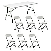 Set de muebles de jardín Every (7 pzs., Acero/HDPE, Blanco roto) | BAUHAUS
