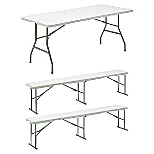 Set de muebles de jardín Every (3 pzs., Acero/HDPE, Blanco roto)