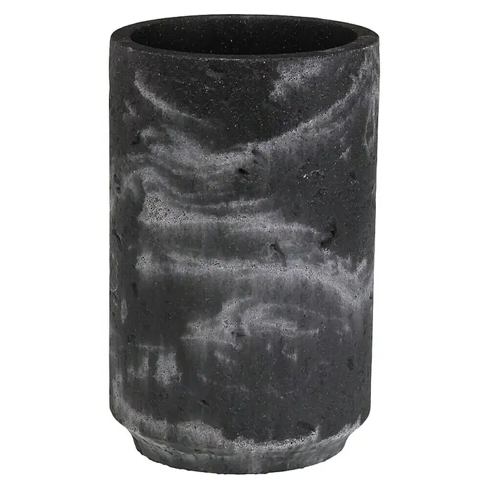 Versa Portacepillos Baikal - L x An x Al: 69 cm x 69 cm x 102 mm, Diámetro: 69 cm, Plástico - Macetero cilíndrico gris con diseño marmolado. Perfecto para plantas de interior y decoración del hogar.