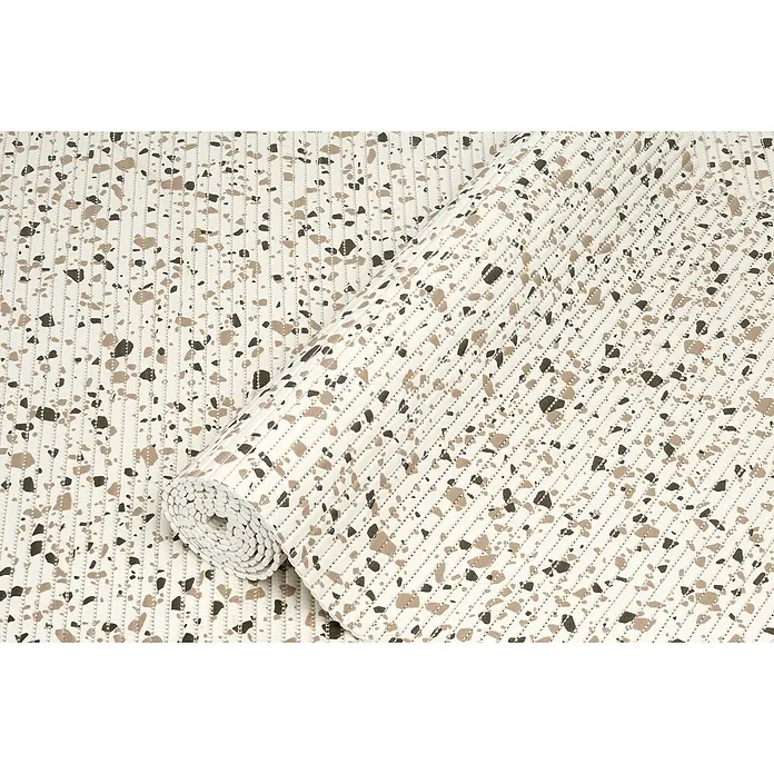 D-c-fix Bodenmatte Meterware Floor Comfort - Terrazzo, Breite: 65 cm - Detailaufnahme einer Vinyltapete mit Terrazzo-Muster und subtilen Streifen für eine stilvolle Wandgestaltung.