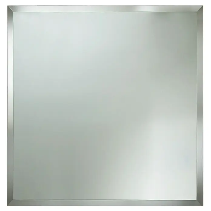 Camargue Espejo con serigrafía Menorca - 80 x 80 cm, Plateado - Espejo cuadrado con un marco delgado de color plata, que irradia un diseño minimalista y elegante.