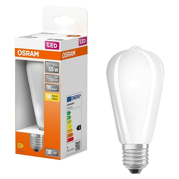 Osram Bombilla LED Classic (E27, No regulable, Blanco cálido, 730 lm, 6,5 W) | BAUHAUS