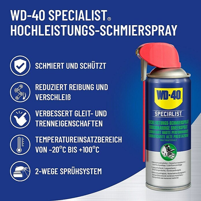 WD-40 Specialist PTFE-Schmiermittel Hochleistungsspray Smart Straw (300 ml) | BAUHAUS