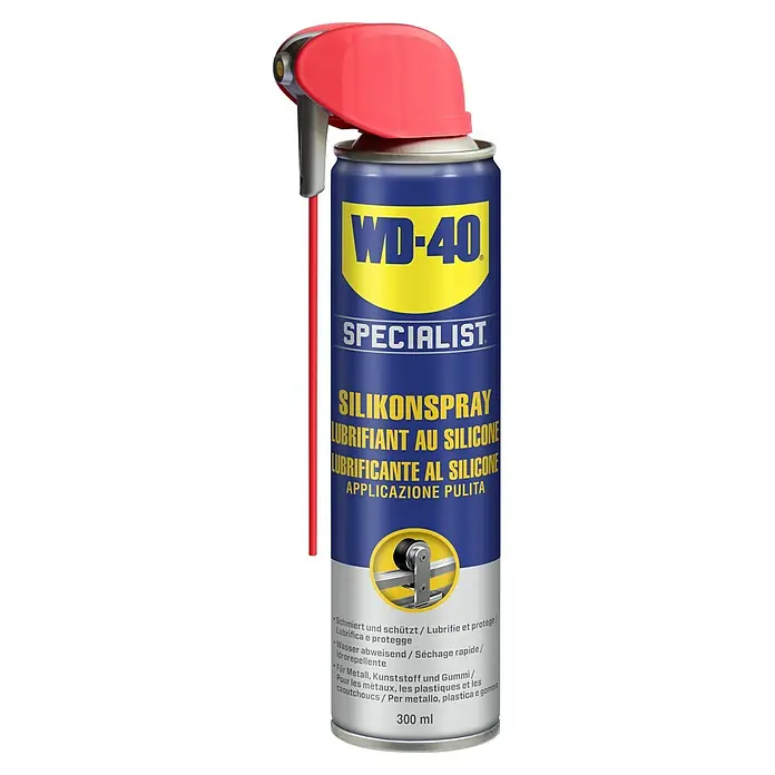 WD-40 Specialist Silikonspray Smart Straw - 300 ml - Ein Dose WD-40 Specialist Silikonspray, ideal zum Schmieren und Schützen verschiedener Materialien.