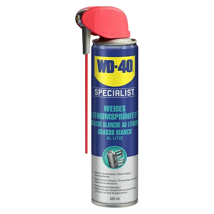 WD-40 Specialist Lithiumsprühfett Smart Straw - Weiß, 300 ml - WD-40 Specialist Weißes Lithiumsprühfett für dauerhaften Schutz und Temperaturbeständigkeit mit 300 ml Inhalt.