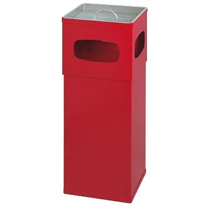 Proregal Asche-Mülleimer aus Aluminium mit Sieb - 50 l, Aluminium, Rot - Roter Aschenbecher für den Außenbereich mit herausnehmbarem Metalleinsatz und seitlichen Eingriffen für einfache Handhabung.