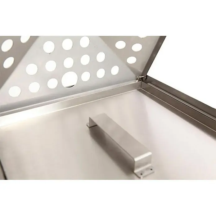 Proregal Asche-Mülleimer Quadratisch aus Edelstahl - 70 l, Edelstahl, Silber - Edelstahl-Grilldeckel mit Lüftungslöchern und Griff. Perfekt für gleichmäßiges Garen und einfache Handhabung beim Grillen im Freien.