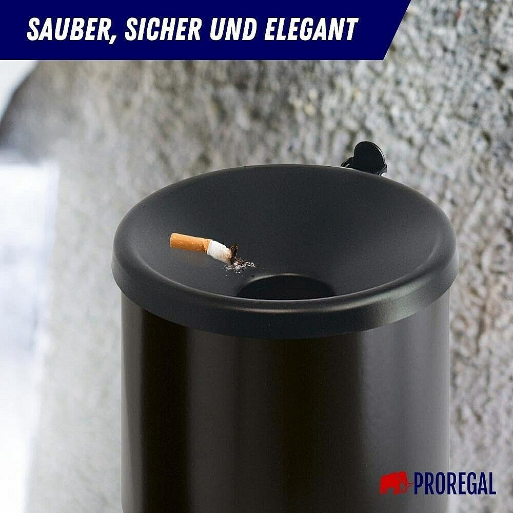 Jofel Aschenbecher Wandhalterung – Lackiertes Stahlblech, Schwarz, 0,8 Mm, Fassungsvermögen 2,5 L, Schwenkbar, Vandalensicher – Für Innen & Außen