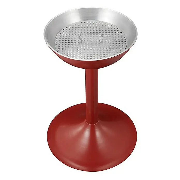Proregal Asche-Mülleimer Elegant aus Metall mit Einsatz & Sieb - Metall, Rot - Roter Metall-Aschenbecher mit perforiertem Einsatz und stabilem Standfuß, ideal für den Außenbereich.