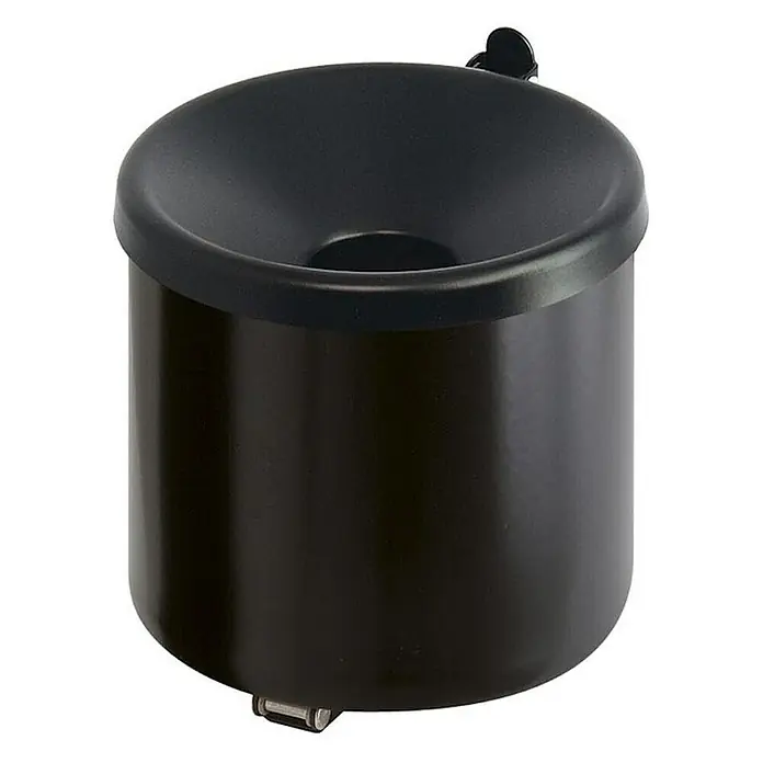 Proregal Asche-Mülleimer Rund feulöschend Wandaschenbecher - 2 l, Metall, Schwarz mit schwarzem Deckel - Ein schwarzer Standaschenbecher, ideal für den Außenbereich, mit robustem Design und praktischer Entleerung für Zigarettenreste.