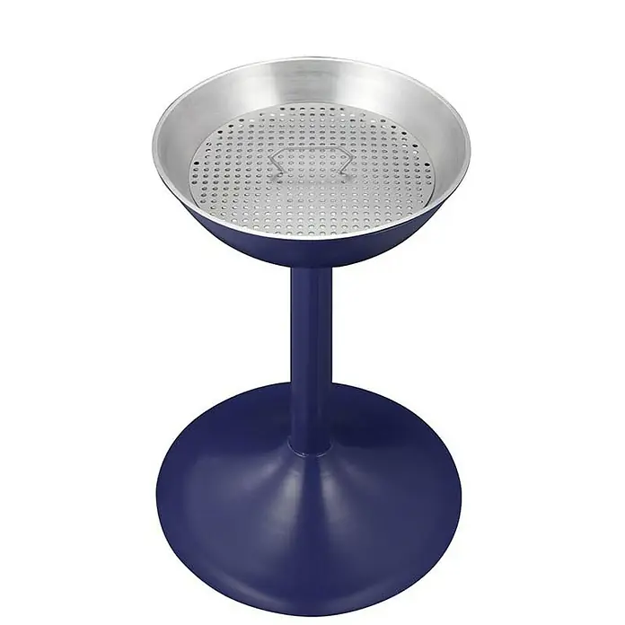 Proregal Asche-Mülleimer Elegant aus Metall mit Einsatz & Sieb - Metall, Blau - Standaschenbecher in Blau mit silberner Schale mit Löchern, ideal für den Außenbereich. Praktisch und stilvoll für Raucherzonen.