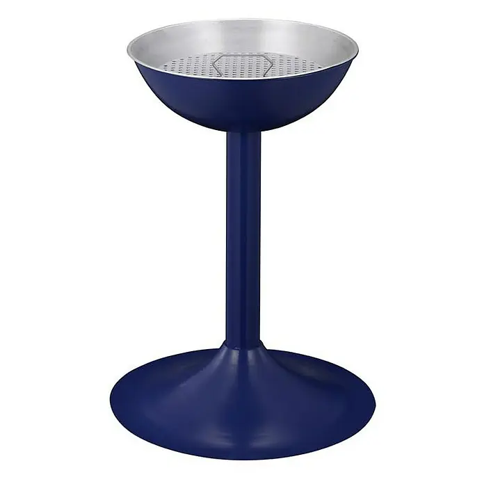 Proregal Asche-Mülleimer Elegant aus Metall mit Einsatz & Sieb - Metall, Blau - Blauer Standaschenbecher mit Schale aus Metall und perforiertem Metalleinsatz, für den Außenbereich geeignet.