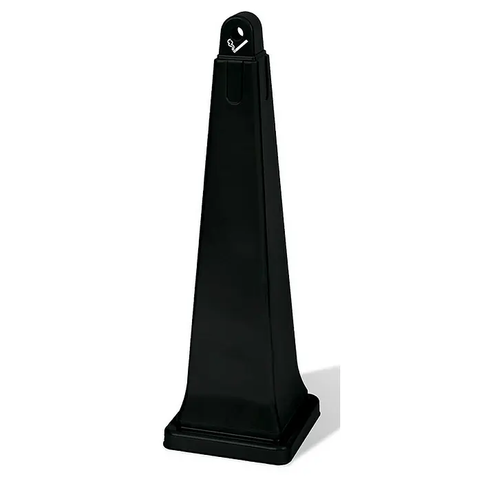 Proregal Asche-Mülleimer Rubbermaid Standaschenbecher mit Stahl-Inneneimer - Kunststoff, Schwarz - Schwarzer Standaschenbecher mit Zigarettensymbol, ein praktisches Accessoire für Raucherbereiche. Der Aschenbecher ist robust und standfest.