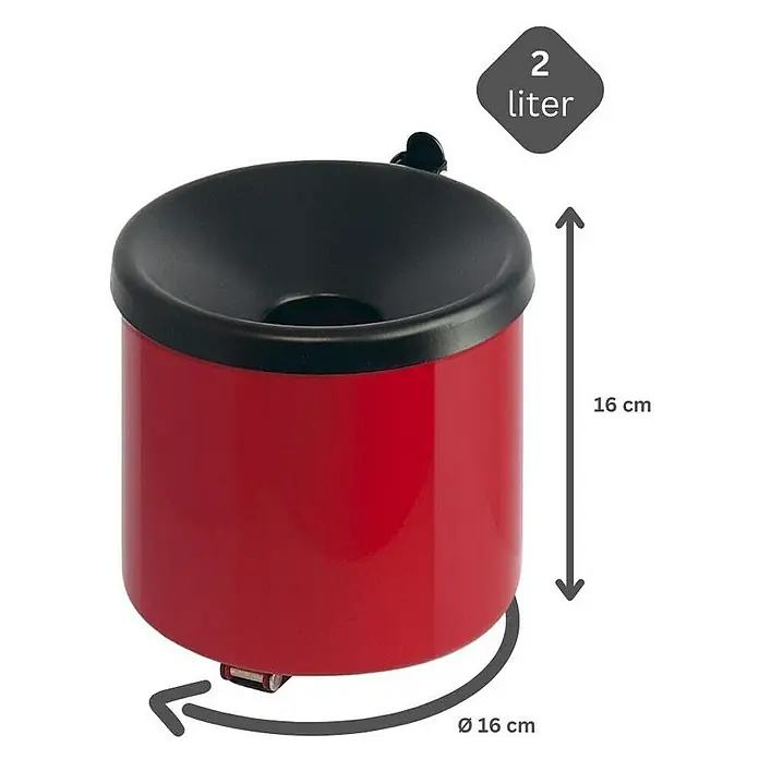 Proregal Asche-Mülleimer Rund feulöschend Wandaschenbecher - 2 l, Metall, Rot mit schwarzem Decker - Roter 2-Liter-Aschenbecher mit schwarzem Deckel, ideal für den Außenbereich. Kompaktes und robustes Design.