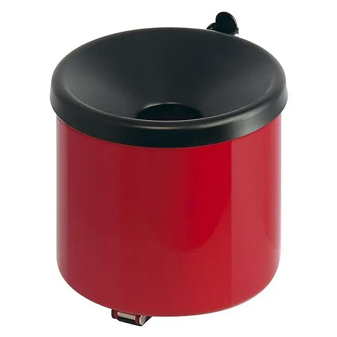 Proregal Asche-Mülleimer Rund feulöschend Wandaschenbecher - 2 l, Metall, Rot mit schwarzem Decker - Roter Wandaschenbecher mit schwarzem Deckel. Der Aschenbecher ist zylindrisch und hat eine Öffnung in der Mitte des Deckels zur einfachen Entsorgung.