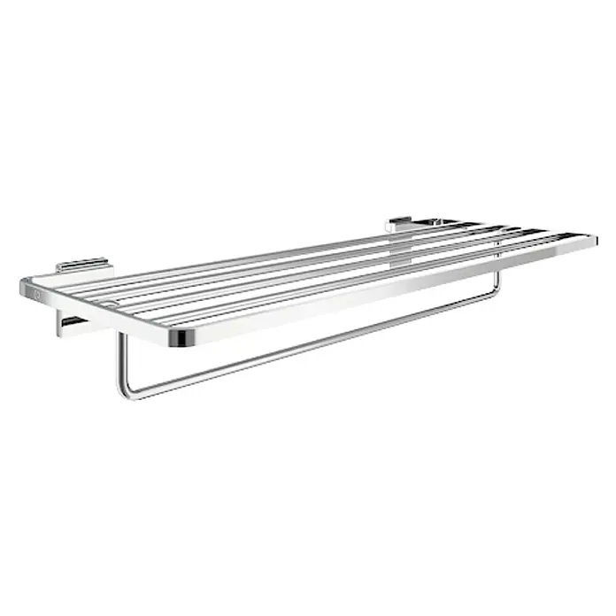 Roca Rubik Portatoallas - Con barra toallero, Cuadrado - Un elegante toallero con estante, perfecto para cualquier baño, que ofrece funcionalidad y diseño elegante con un acabado brillante.
