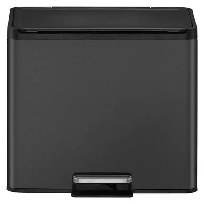 Proregal Treteimer - 30 l, Edelstahl, Schwarz - Ein moderner, schwarzer Treteimer, ideal für Küche oder Bad, der Funktionalität mit einem stilvollen Design verbindet.