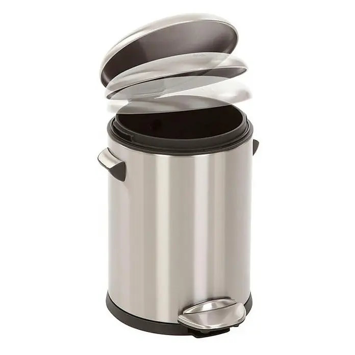 Proregal Treteimer Retro Treteimer mit markanten Griffen und Kugelkappe - 5 l, Kunststoff, Silber - Edelstahl-Treteimer mit schwingendem Deckel in Silber und Schwarz, ideal für Küche und Bad, mit Pedalbedienung für hygienische Abfallentsorgung.