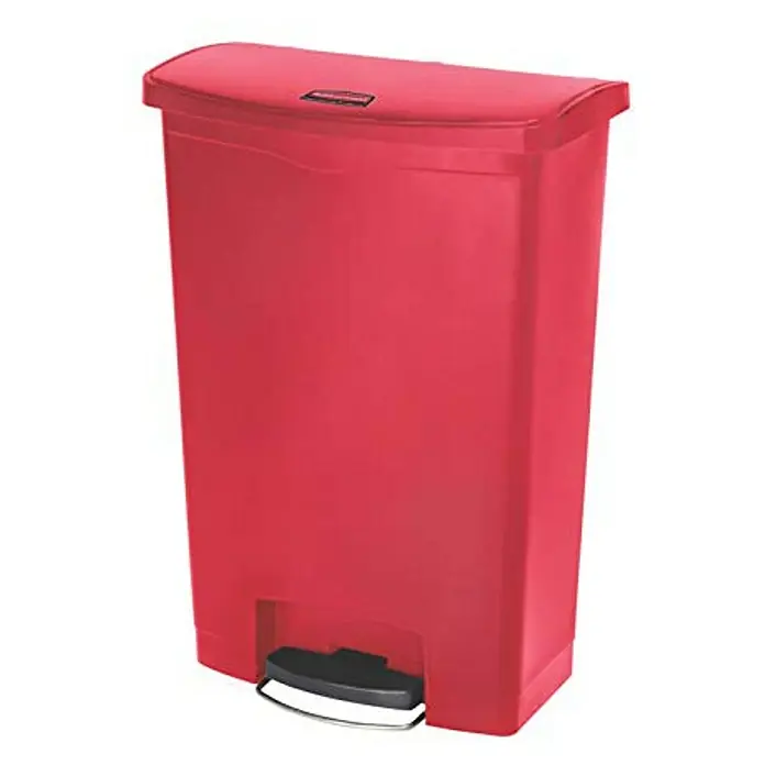 Proregal Treteimer - 30 l, Edelstahl, Weiß, Deckel Edelstahl - Ein roter Treteimer mit einem Pedal zum Öffnen des Deckels, ideal für Küche oder Bad. Praktische Abfallentsorgung mit Stil.