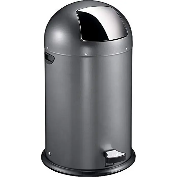 Proregal Treteimer - 40 l, Stahl, Grau - Moderner, grauer Treteimer aus Metall mit glänzender Kuppel und Pedal zur einfachen Bedienung. Ideal für Küche oder Bad.