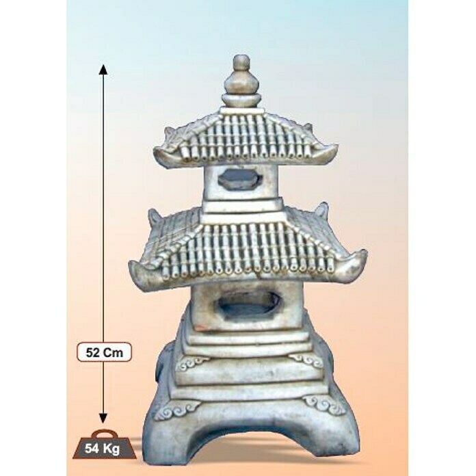 Figura decorativa Pagoda Doble (Altura: 52 cm, Blanco viejo)