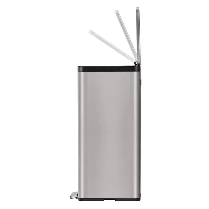 Proregal Treteimer Kompakter und funktionaler Treteimer aus mattgrauem Edelstahl - 45 l, Edelstahl, Silber - Dieser Treteimer aus Edelstahl mit schwarzem Deckel bietet eine elegante und hygienische Lösung für die Abfallentsorgung in Ihrem Zuhause.