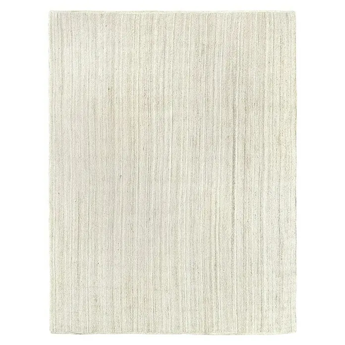 Alfombra de yute Nazar - Blanco, 350 x 250 cm - Una alfombra color crema con delicadas líneas verticales y una textura sutil, que irradia una sensación de elegancia natural.