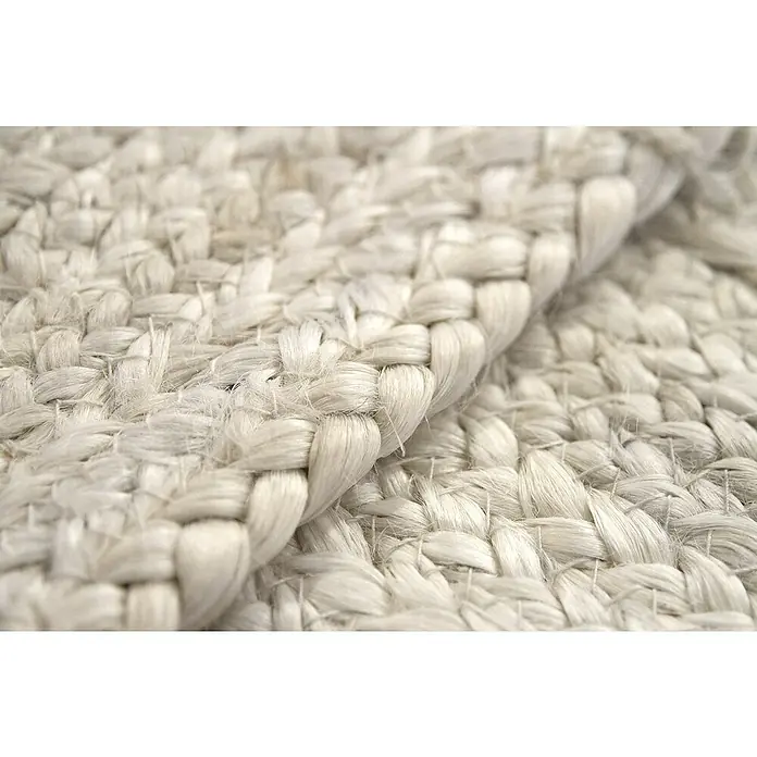 Alfombra de yute Nazar - Blanco, 300 x 250 cm - Primer plano de una alfombra tejida, que muestra una textura robusta y tonos naturales, ideal para un diseño de habitación acogedor.