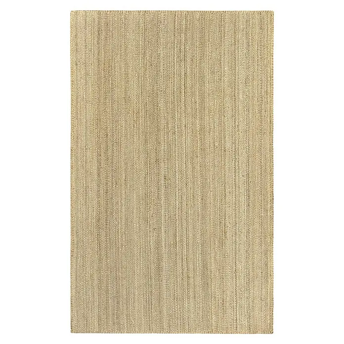 Alfombra de yute Córdoba - Natural, 360 x 220 cm, 100% yute - Primer plano de una alfombra cuadrada hecha de yute beige claro con una textura fina, ideal para la decoración natural del hogar.