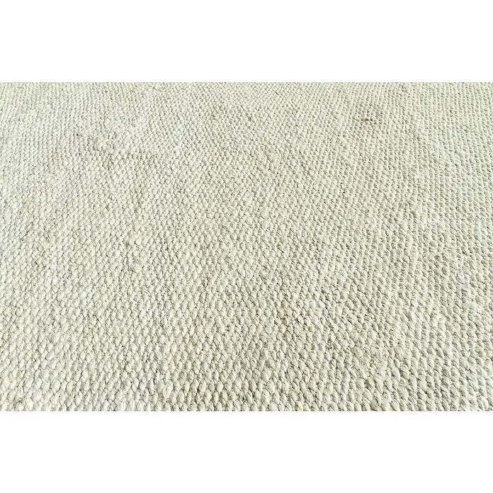 Alfombra de yute Córdoba - Blanco, 300 x 240 cm, 100% yute - Primer plano de una alfombra beige con textura tejida, ideal para añadir calidez y estilo a cualquier espacio habitable.