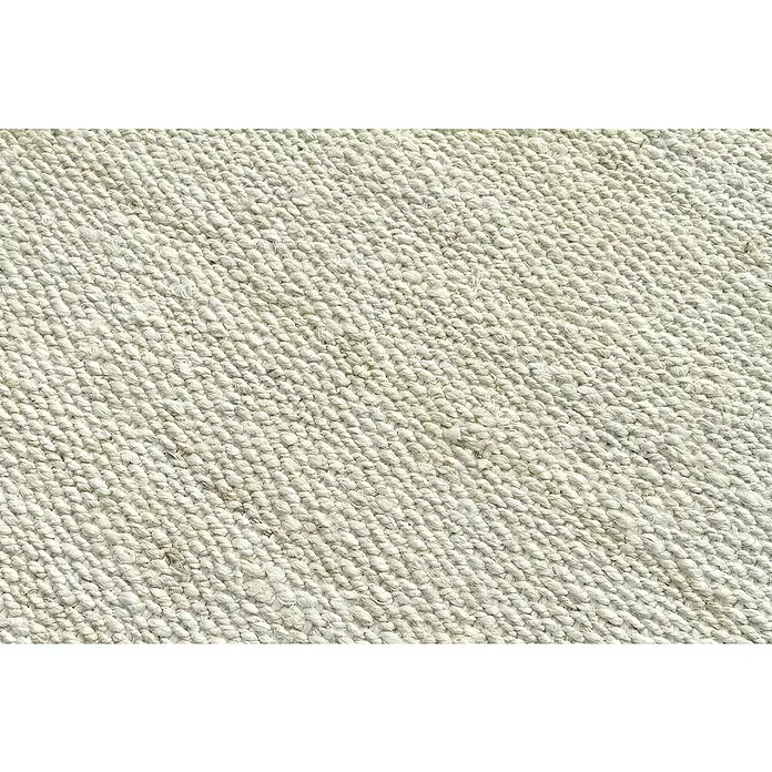 Alfombra de yute Córdoba - Blanco, 300 x 240 cm, 100% yute - Primer plano de una alfombra tejida de fibras naturales, con una textura robusta y colores neutros, ideal para estilos de decoración rústicos.