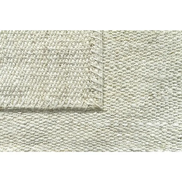 Alfombra de yute Córdoba - Blanco, 300 x 240 cm, 100% yute - Primer plano de una alfombra tejida en colores neutros, destacando la textura y la artesanía.