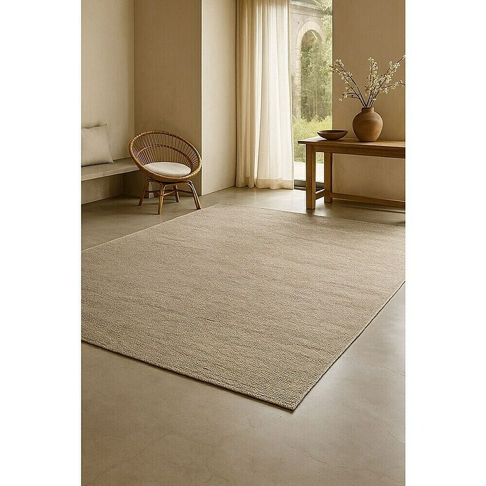 Alfombra de yute Málaga (Blanco/Natural, 300 x 250 cm, 100% yute) | BAUHAUS