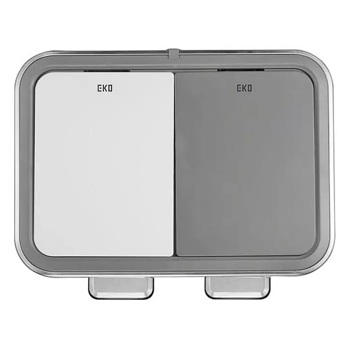 Proregal Treteimer Funktionale Treteimer aus Kunststoff mit Soft-Close-Deckel - 20 l, Kunststoff, Weiß/Grau - Toilettenspülung mit zwei Tasten in Grau und Weiß von EKO für eine sparsame Wassernutzung und moderne Badgestaltung.