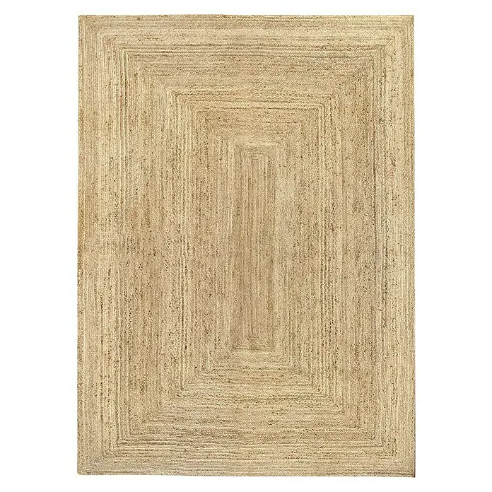 Alfombra de yute Nazar - Beige, 350 x 240 cm - Alfombra rectangular de yute con un atractivo diseño escalonado que añade un aspecto natural a cualquier habitación.