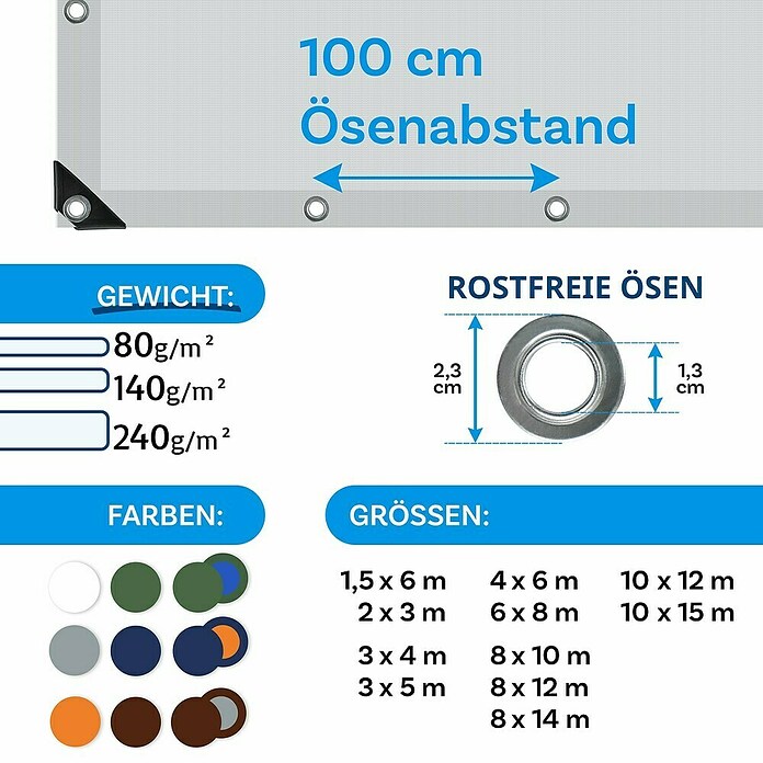 Floordirekt Abdeckplane (L x B: 3 x 2 m, Grammatur: 240 g/m², Weiß) | BAUHAUS